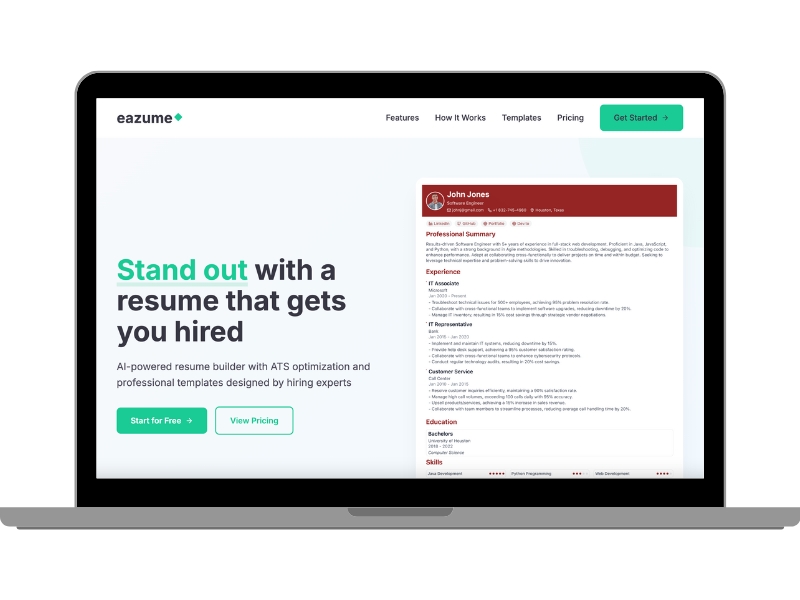Eazume Resume Builder Application